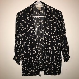 BAR III black with white polka dots sheer blazer